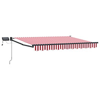 vidaXL Manuell utdragbar markis med LED-lampor Röd och Vit 2,5 x 2 m