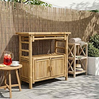 vidaXL Konsolbord med hylla med dörr Naturfärg 80 x 35 x 75 cm Bambus