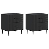 vidaXL Nattduksbord 2 pcs Svart 43 x 34,5 x 47,5 cm Konstruerat trä