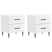 vidaXL Nattduksbord med låda 2 pcs Vit högglans 43 x 34,5 x 47,5 cm