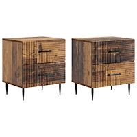vidaXL Nattduksbord med låda 2 pcs Gammalt trä 43 x 34,5 x 47,5 cm