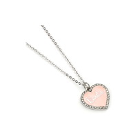THE CARAT SHOP Barbie Pink Enamel Heart Pendant Necklace with Crystal
