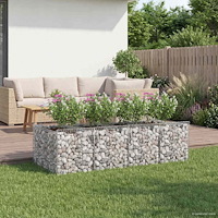 vidaXL Gabion upphöjd säng 2 pcs Silver