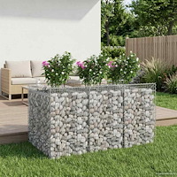 vidaXL Gabion upphöjd säng 2 pcs Silver