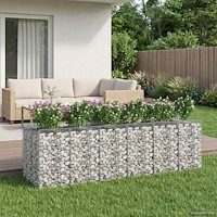 vidaXL Gabion upphöjd säng 3 pcs Silver