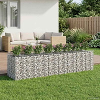 vidaXL Gabion upphöjd säng 4 pcs Silver