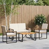 vidaXL Utemöbelset med kudde 4 pcs Beige och krämvit konstrotting