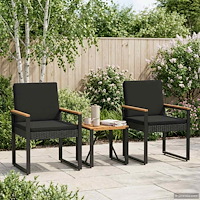 vidaXL Utemöbelset med kudde 3 pcs Svart konstrotting
