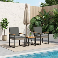 vidaXL Utemöbelset med kudde 3 pcs Grå och mörkgrå konstrotting