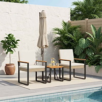 vidaXL Utemöbelset med kudde 3 pcs Beige och krämvit konstrotting