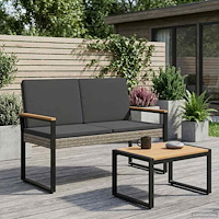 vidaXL Utomhusbänk Grå och mörkgrå 107 x 61 x 80 cm konstrotting