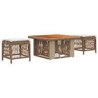 vidaXL Trädgårdsmöbelset 3 pcs Beige och gräddfärgad konstrotting