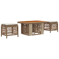 vidaXL Trädgårdsmöbelset 3 pcs Beige och gräddfärgad konstrotting