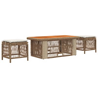 vidaXL Trädgårdsmöbelset 4 pcs Beige och gräddfärgad konstrotting