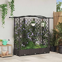 vidaXL Upphöjd Bädd med Spaljé och Tak Brun 163 x 40 x 126 cm PP