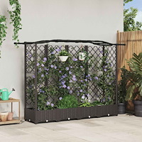 vidaXL Upphöjd Bädd med Spaljé och Tak Brun 203,5 x 40 x 125 cm PP