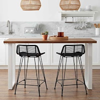 vidaXL Barpall 2 pcs Svart 44 x 45 x 76 cm Rattan och Stål