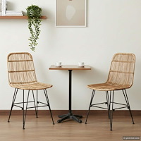 vidaXL Matsalsstol 2 pcs Naturlig 41 x 55 x 85 cm Rattan och Stål