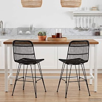 vidaXL Matsalsstol 2 pcs Svart 41 x 55 x 85 cm Rattan och Stål