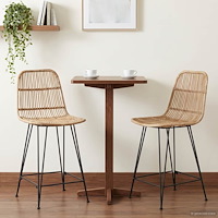 vidaXL Barpall 2 pcs Naturlig 44 x 54 x 96 cm Rattan och Stål