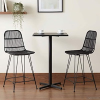 vidaXL Barpall 2 pcs Svart 44 x 54 x 96 cm Rattan och Stål