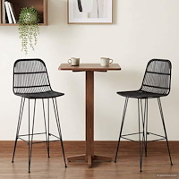 vidaXL Barpall 2 pcs Svart 44 x 55 x 109 cm Rattan och Stål