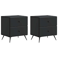 vidaXL Nattduksbord 2 pcs Svart 43 x 34,5 x 47,5 cm Konstruerat trä