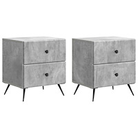 vidaXL Nattduksbord med låda 2 pcs Betonggrå 43 x 34,5 x 47,5 cm