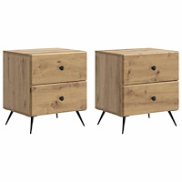 vidaXL Nattduksbord med låda 2 pcs Artisan-ek 43 x 34,5 x 47,5 cm