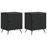 vidaXL Nattduksbord 2 pcs Svart 43 x 34,5 x 50 cm Konstruerat trä