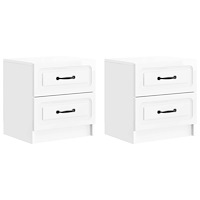 vidaXL Nattduksbord med låda 2 pcs Vit högglans 43 x 34,5 x 44,5 cm