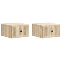 vidaXL Väggmonterat Sängbord 2 pcs Sonoma-ek 33 x 34,5 x 20 cm