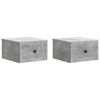 vidaXL Väggmonterat Sängbord 2 pcs Betonggrå 33 x 34,5 x 20 cm
