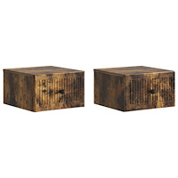 vidaXL Väggmonterat Sängbord med låda 2 pcs Rökt ek 33 x 34,5 x 20 cm
