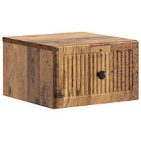 vidaXL Väggmonterat Sängbord med låda Gammalt trä 33 x 34,5 x 20 cm