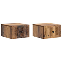 vidaXL Väggmonterat Sängbord 2 pcs Gammalt trä 33 x 34,5 x 20 cm