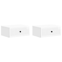 vidaXL Nattduksbord med låda 2 pcs Vit högglans 49 x 34,5 x 20 cm