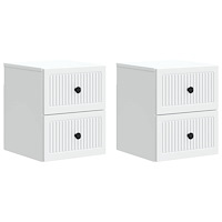 vidaXL Väggmonterat Sängbord med låda 2 pcs Vit 33 x 34,5 x 40 cm