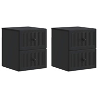 vidaXL Väggmonterat Sängbord med låda 2 pcs Svart 33 x 34,5 x 40 cm