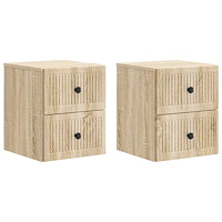 vidaXL Väggmonterat Sängbord 2 pcs Sonoma-ek 33 x 34,5 x 40 cm