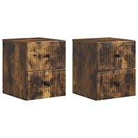vidaXL Väggmonterat Sängbord med låda 2 pcs Rökt ek 33 x 34,5 x 40 cm