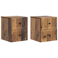 vidaXL Väggmonterat Sängbord 2 pcs Gammalt trä 33 x 34,5 x 40 cm