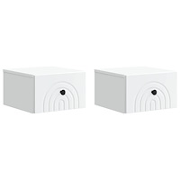 vidaXL Väggmonterat Sängbord med låda 2 pcs Vit 33 x 34,5 x 20 cm