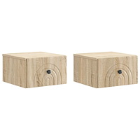 vidaXL Väggmonterat Sängbord 2 pcs Sonoma-ek 33 x 34,5 x 20 cm