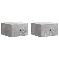 vidaXL Väggmonterat Sängbord 2 pcs Betonggrå 33 x 34,5 x 20 cm