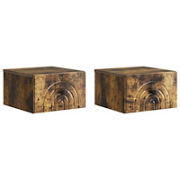 vidaXL Väggmonterat Sängbord med låda 2 pcs Rökt ek 33 x 34,5 x 20 cm