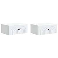 vidaXL Väggmonterat Sängbord med låda 2 pcs Vit 49 x 34,5 x 20 cm