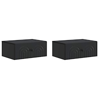 vidaXL Väggmonterat Sängbord med låda 2 pcs Svart 49 x 34,5 x 20 cm