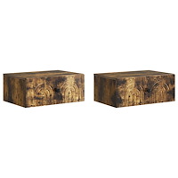 vidaXL Väggmonterat Sängbord med låda 2 pcs Rökt ek 49 x 34,5 x 20 cm