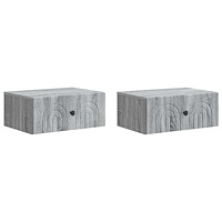 vidaXL Väggmonterat Sängbord 2 pcs Grå sonoma-ek 49 x 34,5 x 20 cm